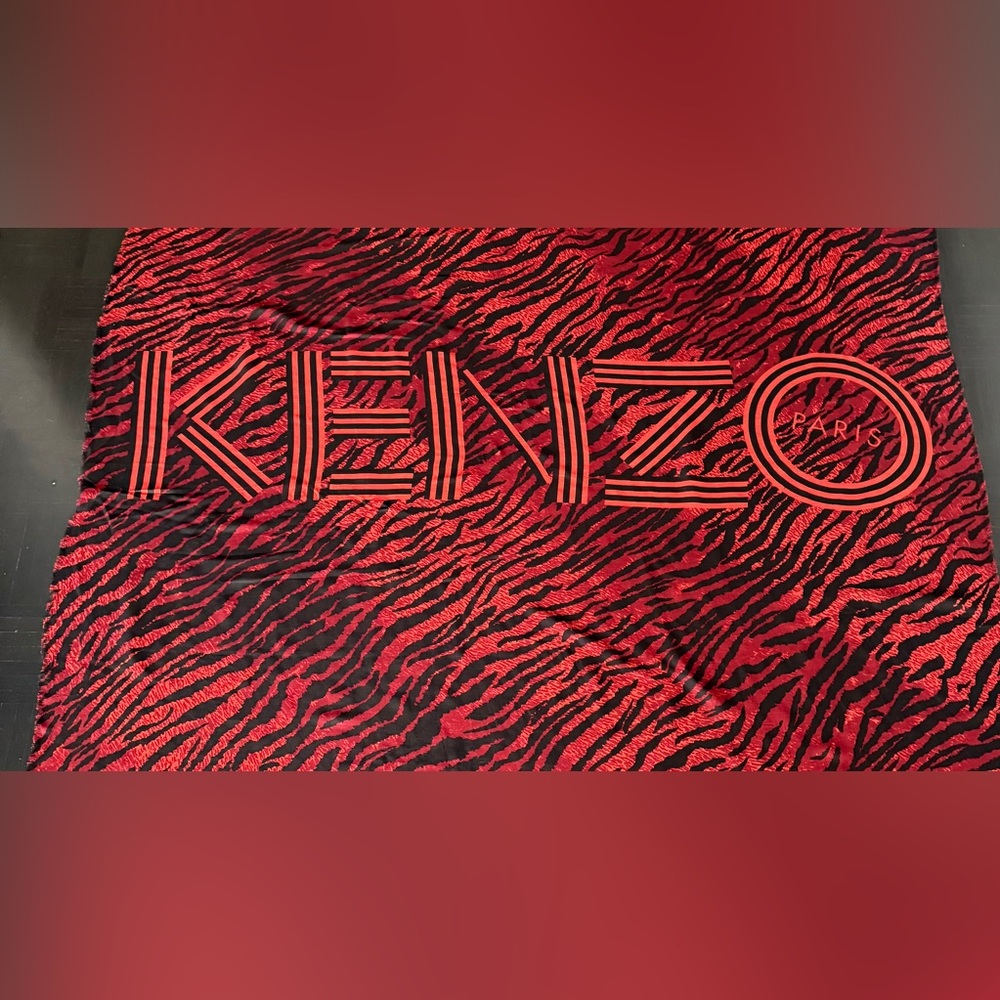 Kenzo + H&M Vibrant Red and Black Animal Print Scarf